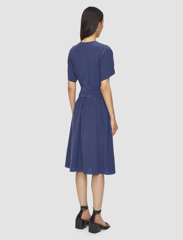 Joseph Lowri Crepe De Chine Knot Silk Dress Harbour