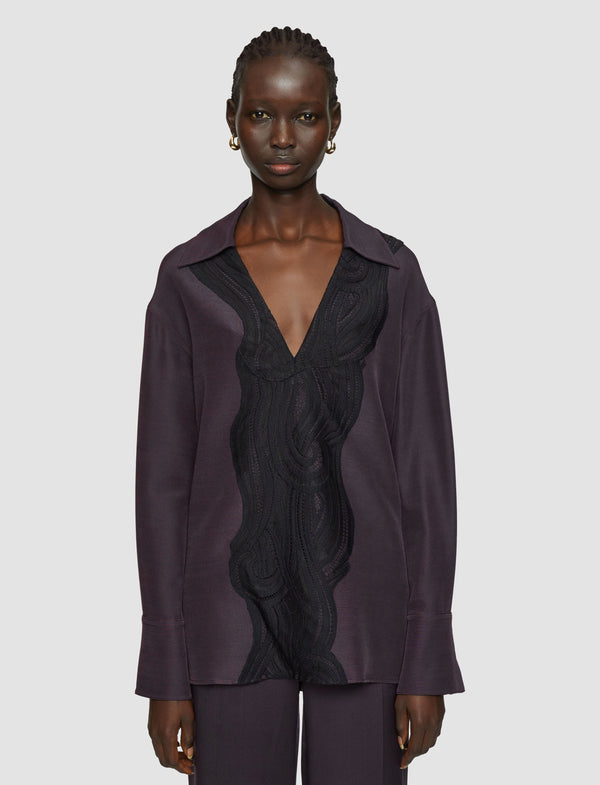 Joseph Madrid Evening Silk Blend Lace Blouse Aurora