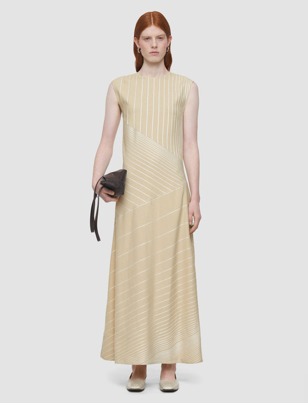 Joseph Maryse Embroidered Stripes Dress Affogato/Ivory