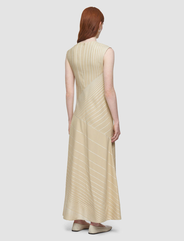 Joseph Maryse Embroidered Stripes Dress Affogato/Ivory
