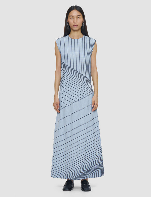 Joseph Maryse Embroidered Stripes Dress Oxford Blue/Cobalt