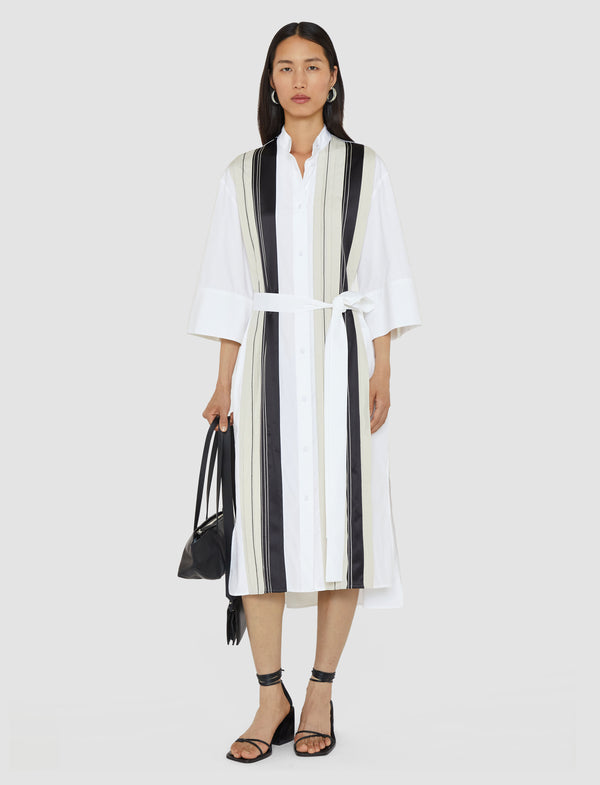Joseph Mederic Poplin Colour Block Dress Black/White/Quail