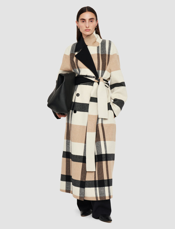 Joseph Merton Reversible Check Wool Coat Blusher Combo