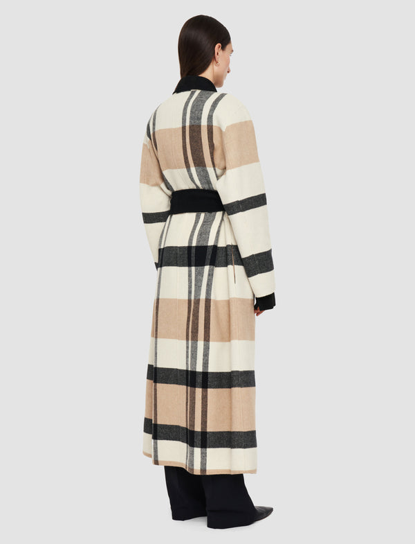 Joseph Merton Reversible Check Wool Coat Blusher Combo