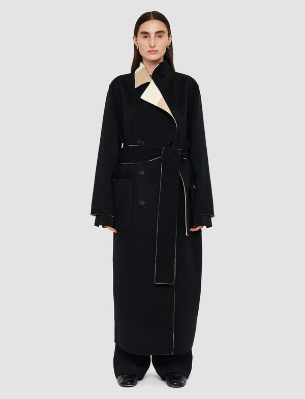 Joseph Merton Reversible Check Wool Coat Blusher Combo