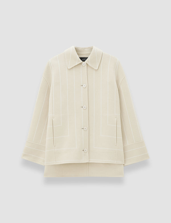 joseph Molitor Geometric Double Face Wool Coat Affogato/Ivory