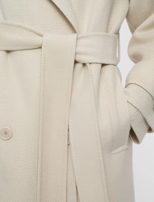 Joseph Navarre Linear Double Face Wool Coat Ivory/Affogato