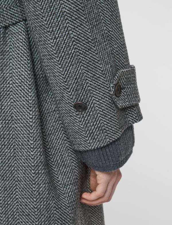 Joseph Navarre Linear Double Face Wool Coat Ivory/Smoke