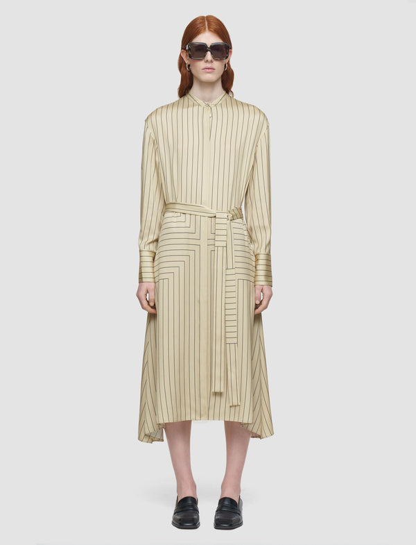 Joseph Orlana Geometric Print Silk Dress Affogato/Black