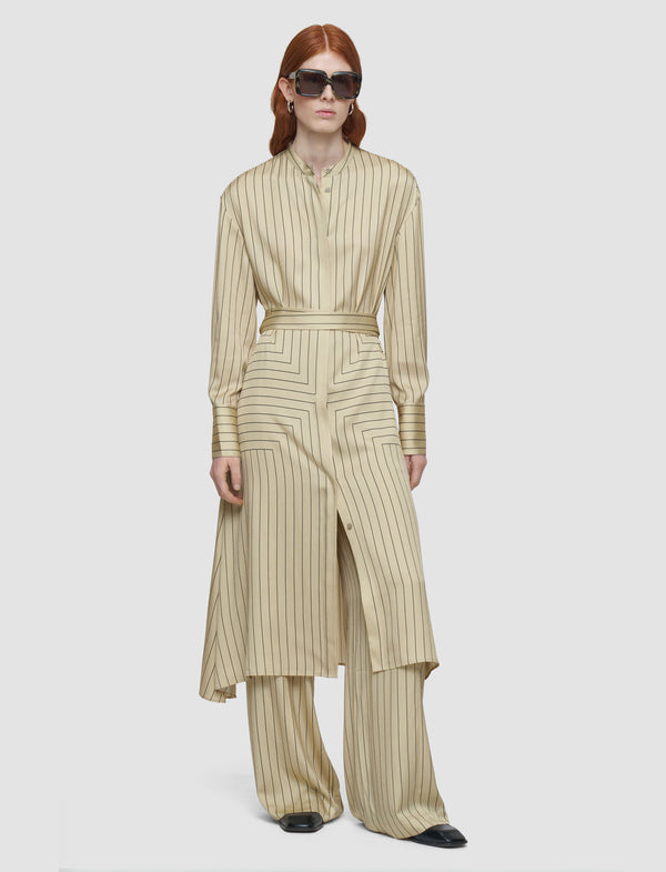 Joseph Orlana Geometric Print Silk Dress Affogato/Black