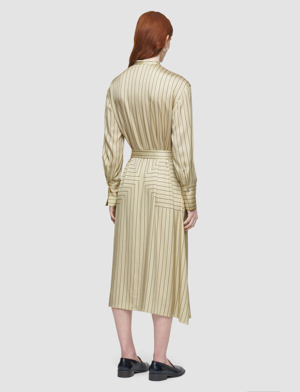 Joseph Orlana Geometric Print Silk Dress Affogato/Black