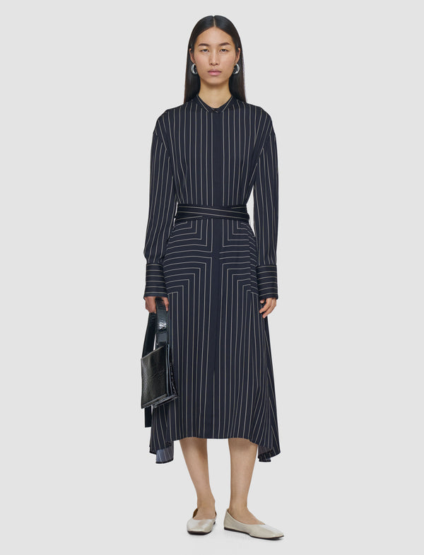 Joseph Orlana Geometric Print Silk Dress Black/Affogato