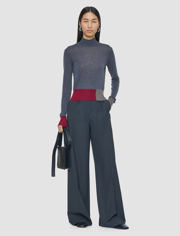 Joseph Overlay Cashair Mock Neck Jumper Smoke Combo