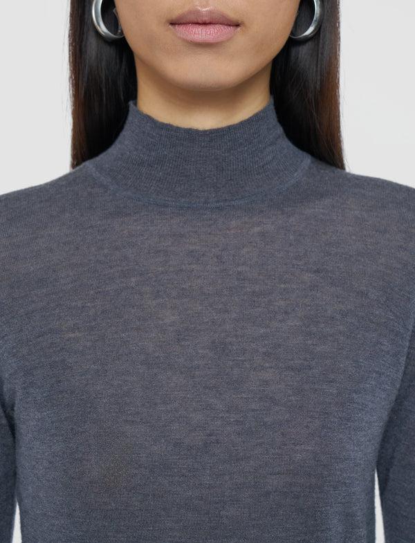 Joseph Overlay Cashair Mock Neck Jumper Smoke Combo