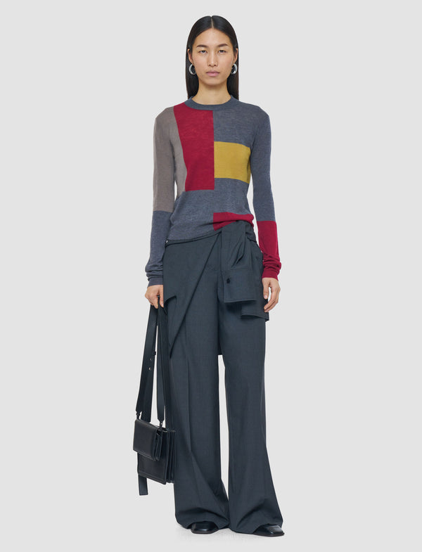 Joseph Overlay Cashair Round Neck Jumper Smoke Combo