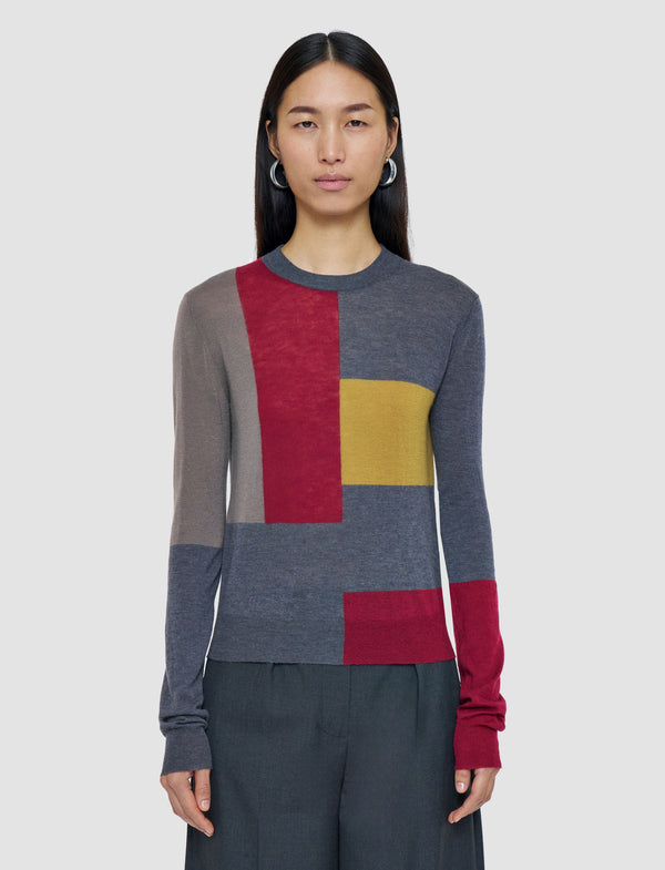 Joseph Overlay Cashair Round Neck Jumper Smoke Combo