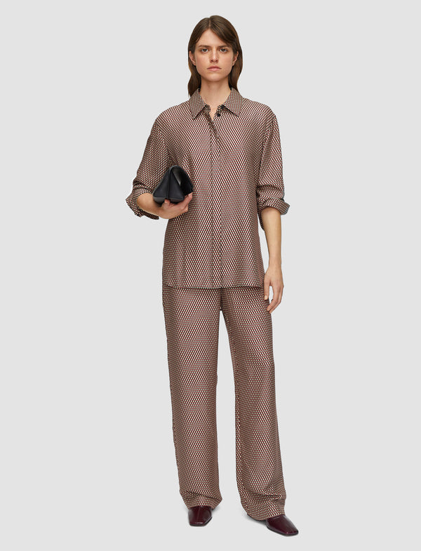 Joseph Sahel Printed Silk Blend Trousers Ruby Combo
