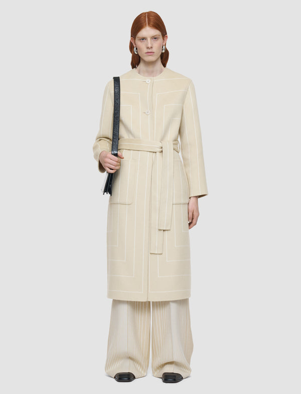 Joseph Scheffer Geometric Double Face Wool Coat Affogato/Ivory
