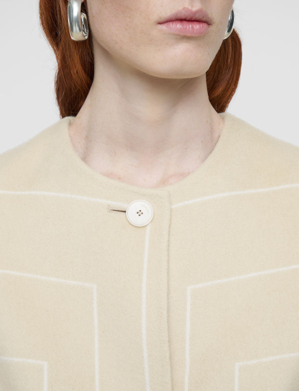 Joseph Scheffer Geometric Double Face Wool Coat Affogato/Ivory