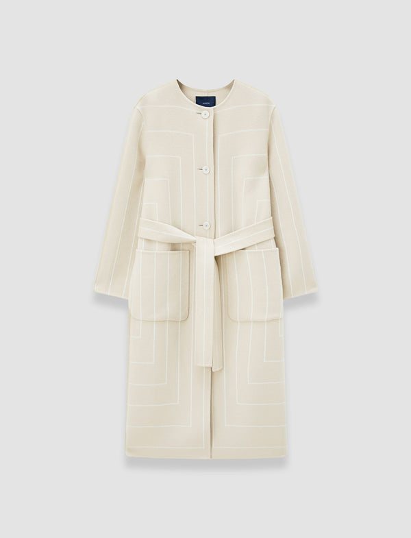 joseph Scheffer Geometric Double Face Wool Coat Affogato/Ivory