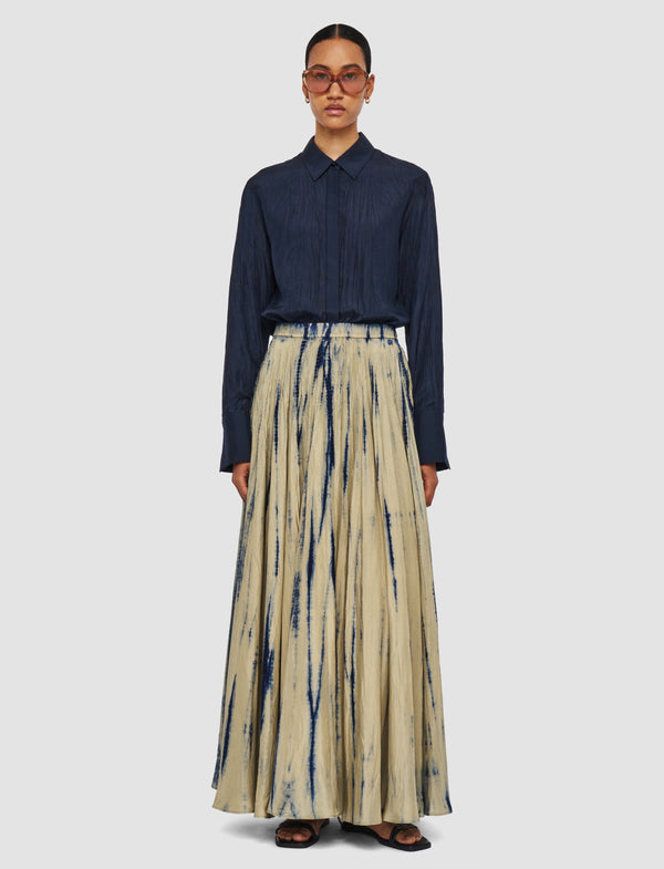 Joseph Sully Long Tie Dye Silk Maxi Skirt Desert Sand/Navy