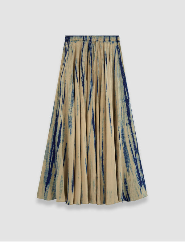 joseph Sully Long Tie Dye Silk Maxi Skirt Desert Sand/Navy