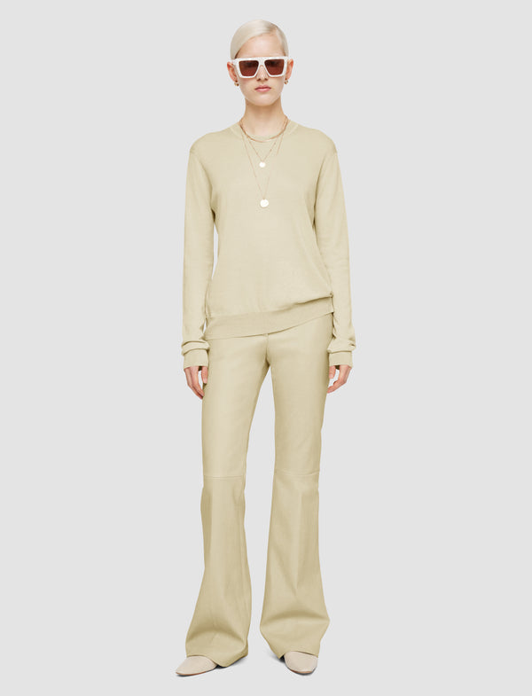 Joseph Superfine Cotton Silk Round Neck Jumper Quail