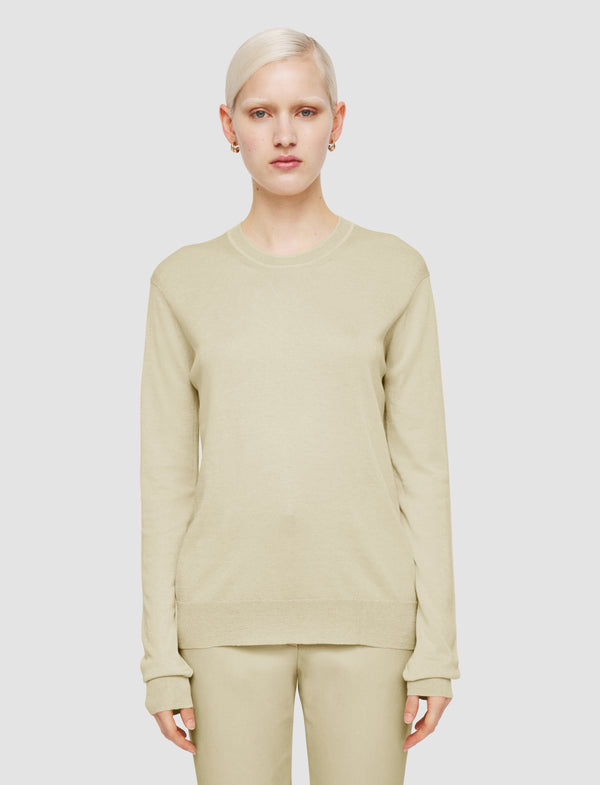 Joseph Superfine Cotton Silk Round Neck Jumper Quail