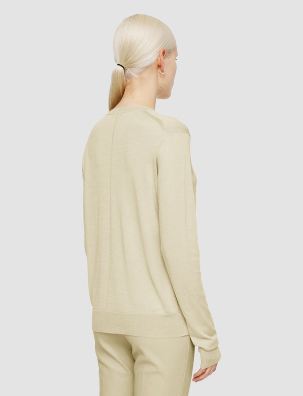 Joseph Superfine Cotton Silk Round Neck Jumper Quail