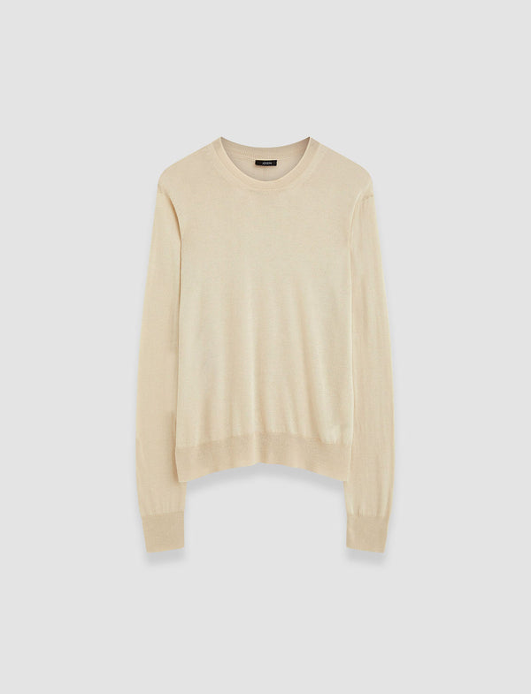 joseph Superfine Cotton Silk Round Neck Jumper Quail