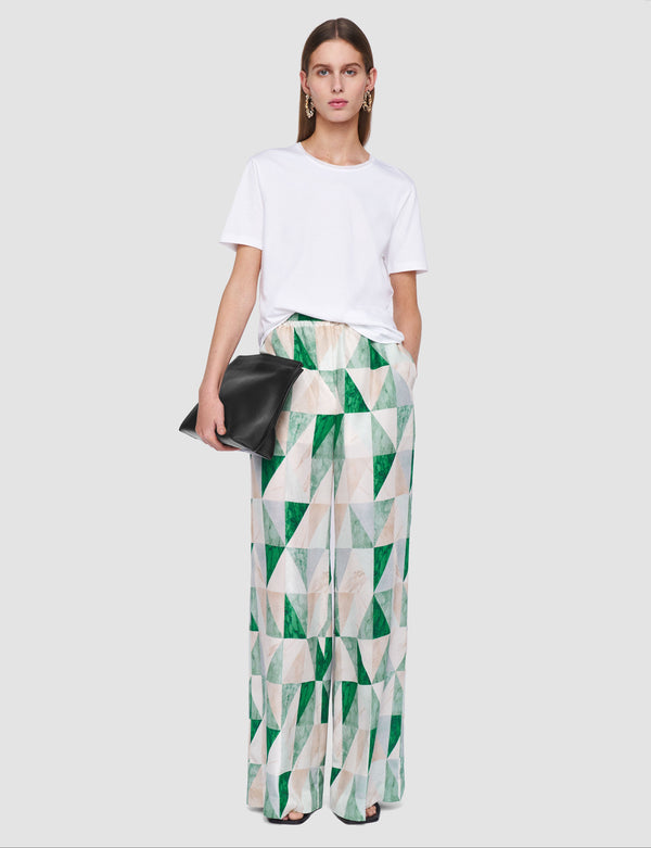 Joseph Thoresby Marble Print Silk Trousers Lagoon Combo