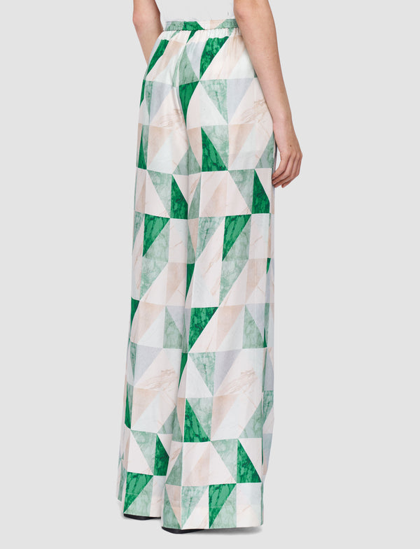 Joseph Thoresby Marble Print Silk Trousers Lagoon Combo