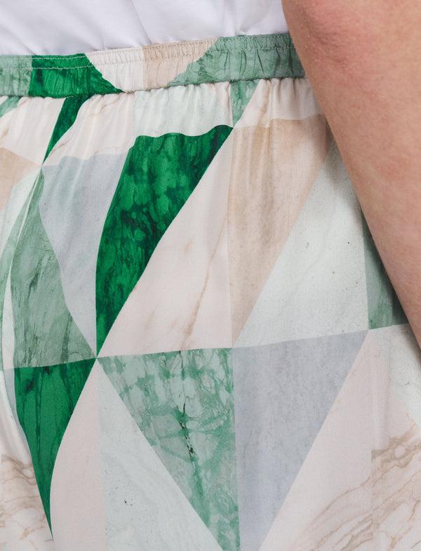 Joseph Thoresby Marble Print Silk Trousers Lagoon Combo