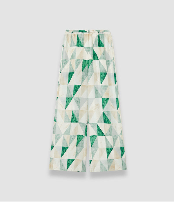 joseph Thoresby Marble Print Silk Trousers Lagoon Combo