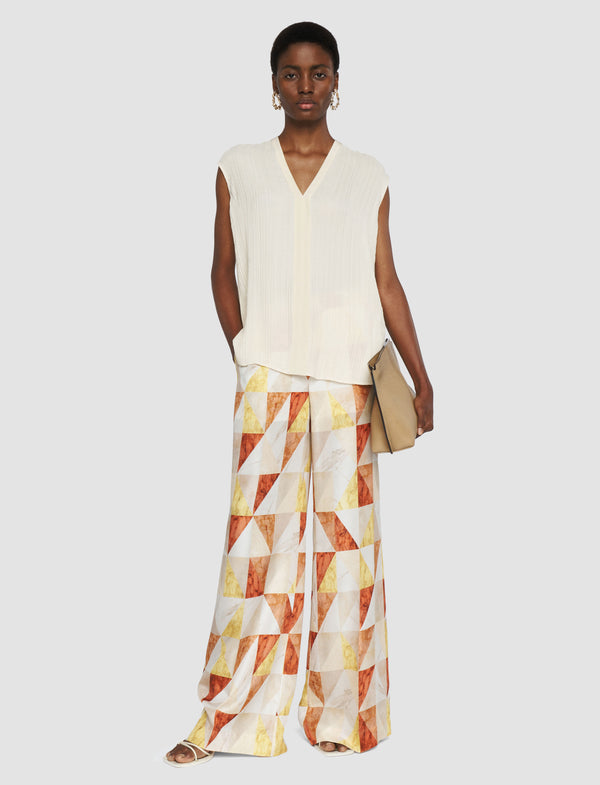 Joseph Thoresby Marble Print Silk Trousers Sundown Combo