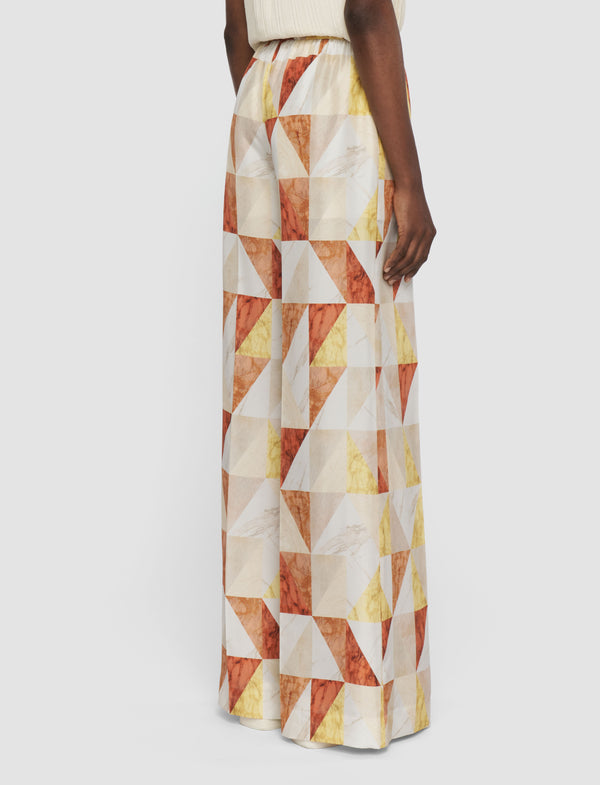 Joseph Thoresby Marble Print Silk Trousers Sundown Combo