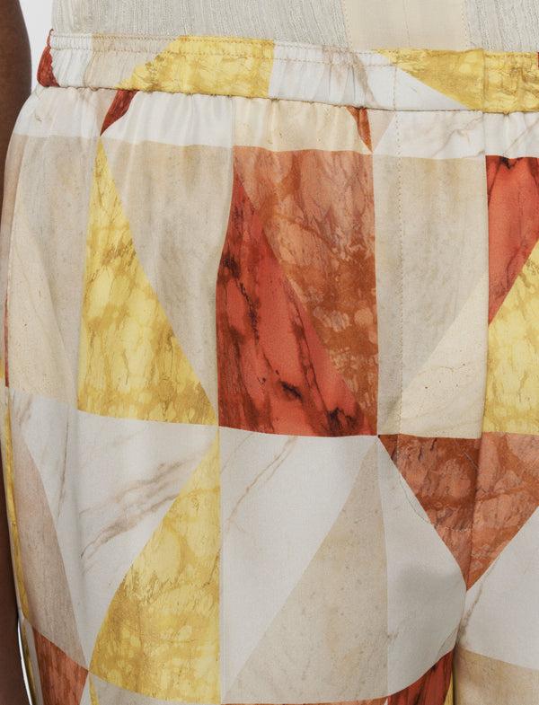 Joseph Thoresby Marble Print Silk Trousers Sundown Combo