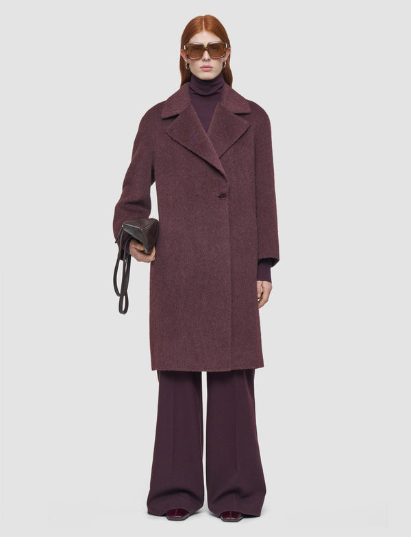 Joseph Yves Brushed Double Face Alpaca Coat Maraschino