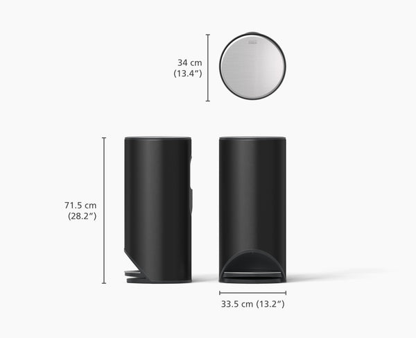 Joseph Joseph Arc™ 30L Easy-push Matt Black Pedal Trash Can