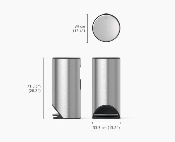 Joseph Joseph Arc™ 30L Easy-push Stainless-steel Pedal Trash Can