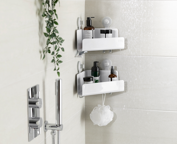 joseph joseph EasyStore™ 2-piece White Corner Shower Shelf Set