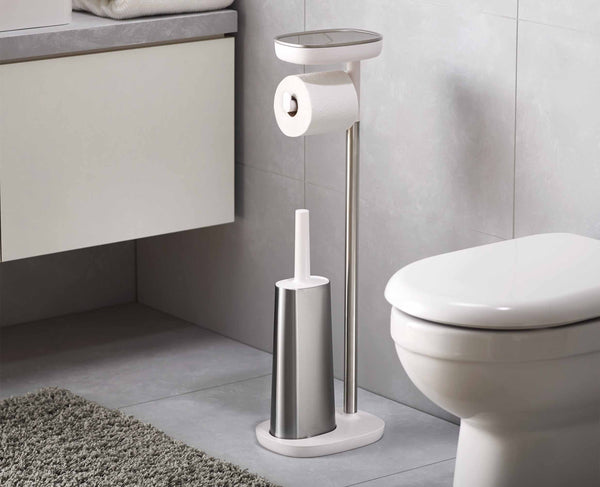 joseph joseph EasyStore™ Plus Stainless-steel Toilet Roll Holder with Toilet Brush