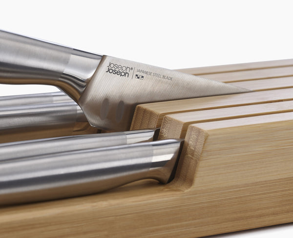 Joseph Joseph Elevate™ Steel Knife Set With In-drawer Bamboo Storage Tray