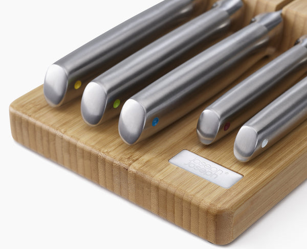 Joseph Joseph Elevate™ Steel Knife Set With In-drawer Bamboo Storage Tray