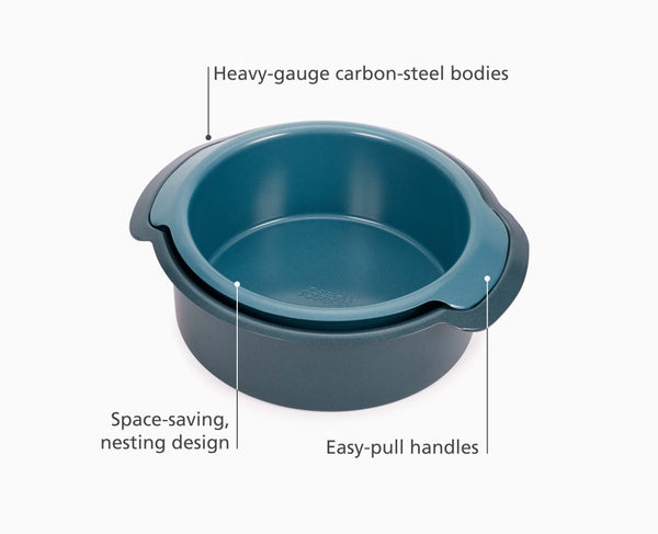 Joseph Joseph Nest™ Bake Non-Stick 2-piece Blue Round Cake Pan Set