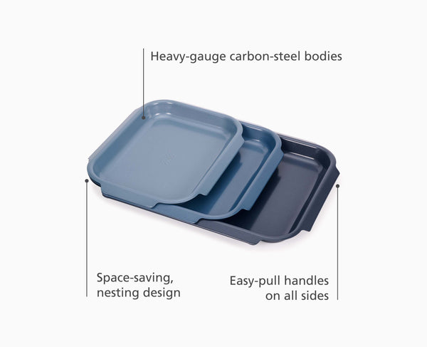 Joseph Joseph Nest™ Bake Non-Stick 3-piece Blue Baking Pan Set