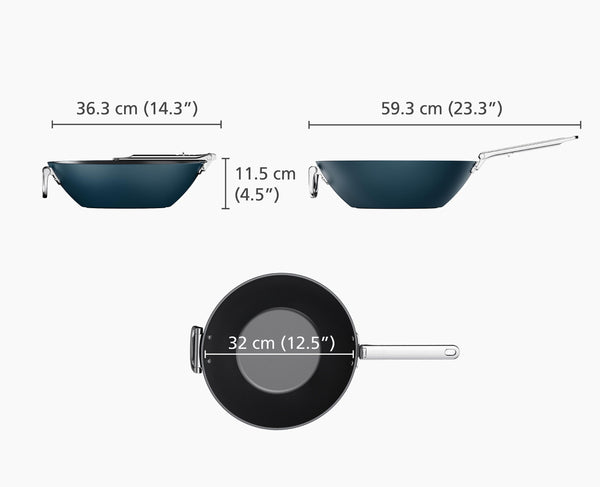 joseph Joseph Space Folding Handle Ceramic Non-stick 12.5" Blue Wok