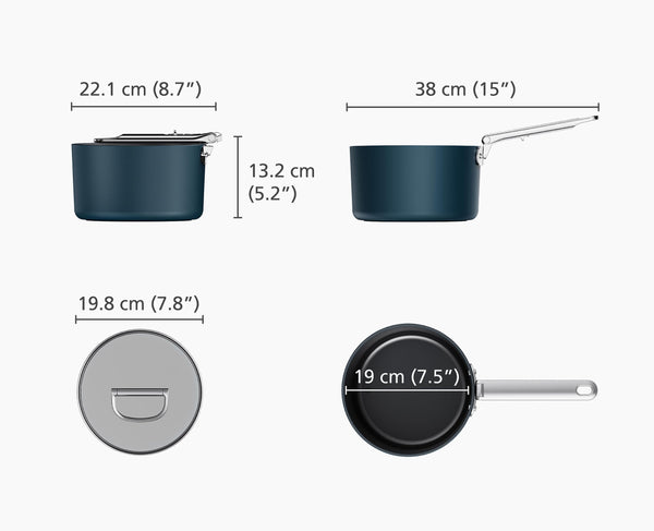 Joseph Joseph Space Folding Handle Ceramic Non-stick 2.9 Qt. Blue Saucepan & Lid