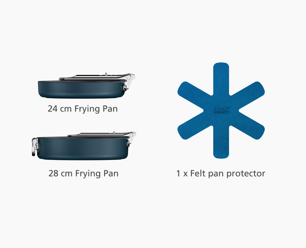 Joseph Joseph Space Folding Handle Ceramic Non-stick 2-piece Blue Pan Set