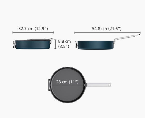 Joseph Joseph Space Folding Handle Ceramic Non-stick 3.8 Qt. Blue Sauté Pan